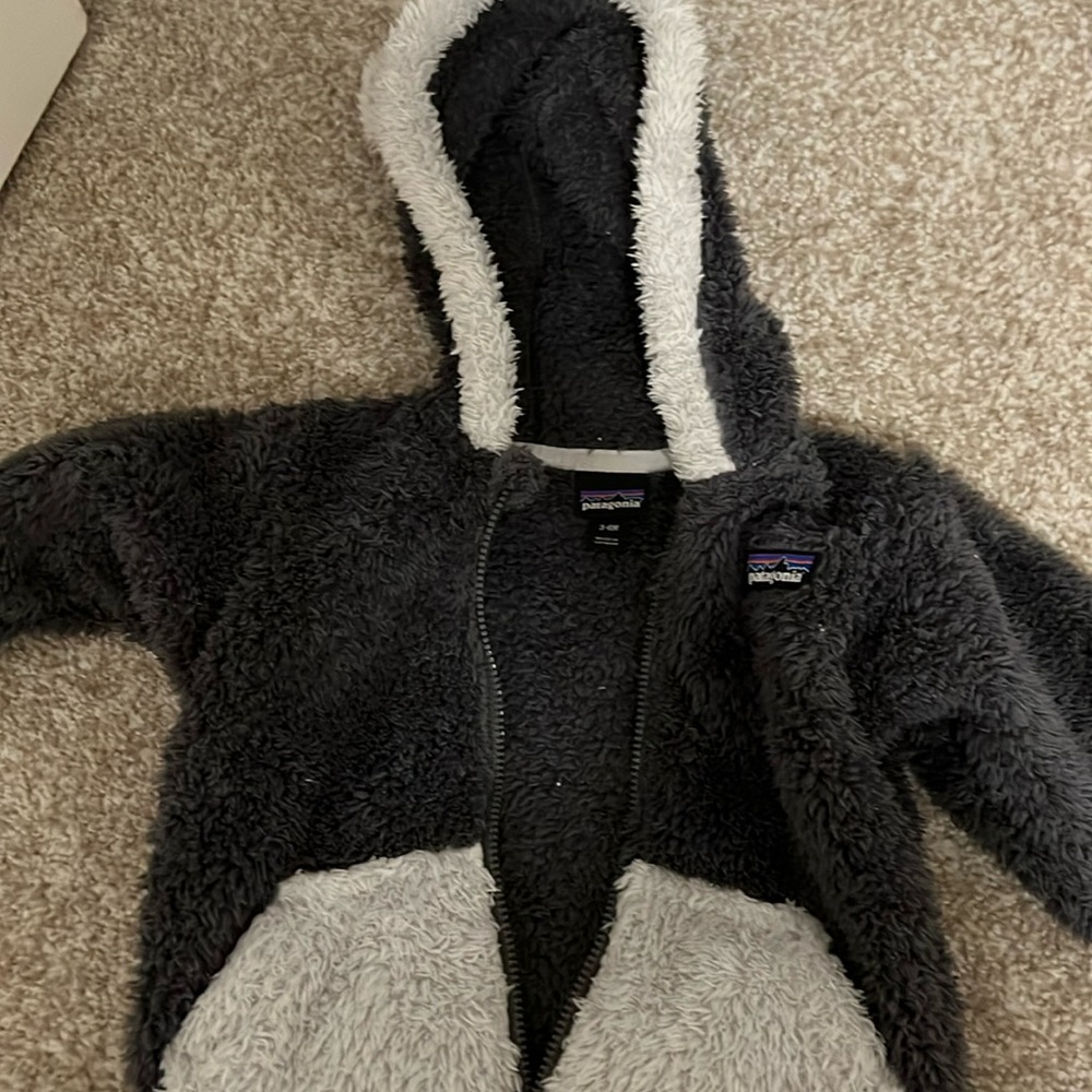Patagonia fuzzy zip up with hood